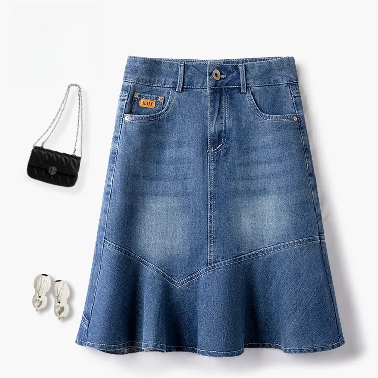 拉夏贝尔牛仔半身裙女夏季2025年新款爆款高腰显瘦a字短裙包臀