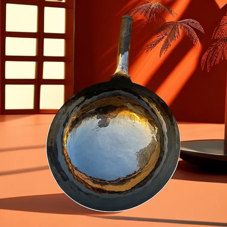 章丘古法条形工艺传统餐饮热锻熟铁家用炒菜锅无涂层不粘锅炒锅