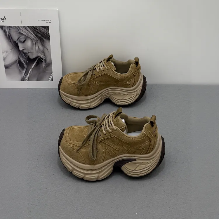 厚底8.5cm增高真皮老爹鞋女2025新款爆款高级感百搭运动休闲女鞋