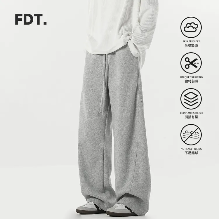 FDT美式高街重磅弯刀卫裤男女秋冬宽松百搭加绒加厚运动休闲裤