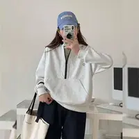 (多巴胺半拉链卫衣)6038春秋新款韩版减龄长袖连帽运动卫衣W