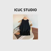 ICUC STUDIO-【辣妹时尚】时尚显瘦挂脖无袖针织背心3658