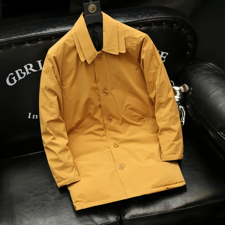 GUNEBOLURWA轻奢高档白鸭绒羽绒服男中长款冬季男装羽绒衣外套男