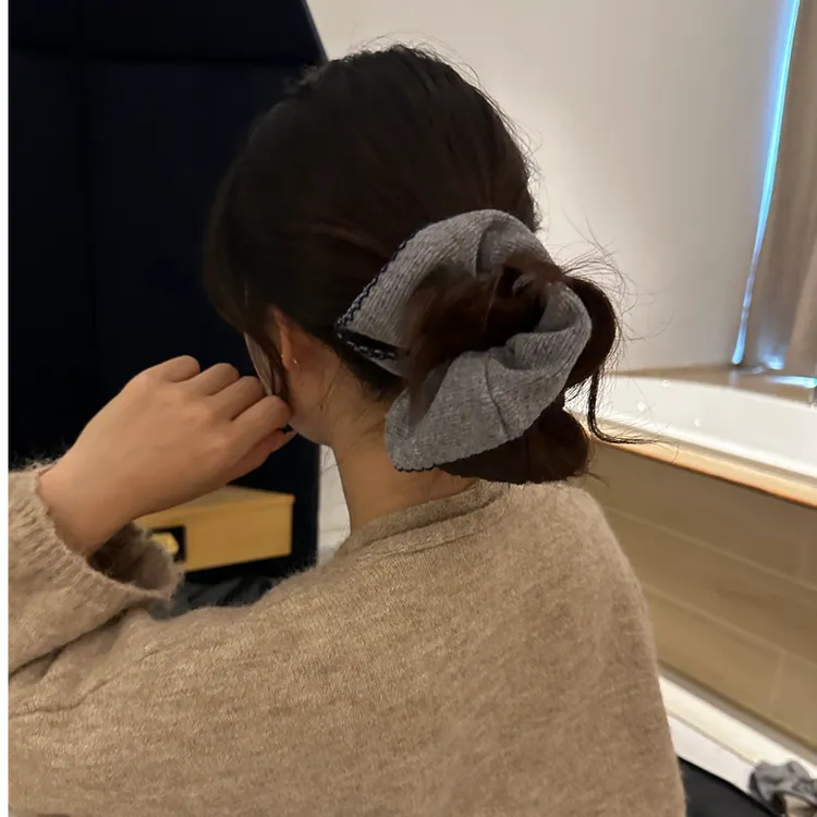 元气满满简约针织发圈宽边可爱韩版发绳秋冬氛围感发饰韩系ins风