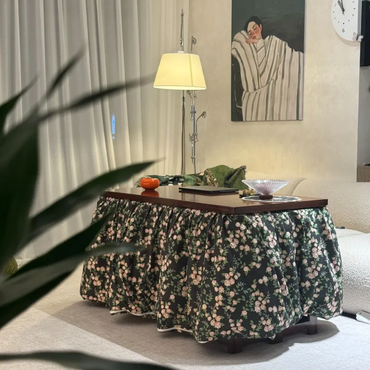 【一整套链接】湖南烤火桌楠竹可折叠冬季烤火架客厅烤火桌罩套