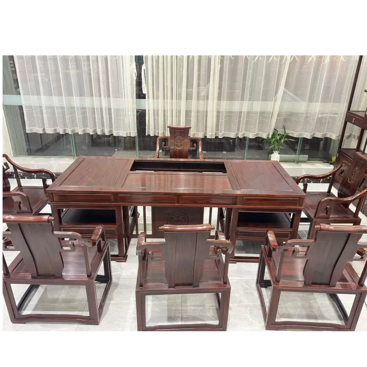 办公家用半新中式简约大气东非酸枝高档客厅客茶几茶桌椅组合套装