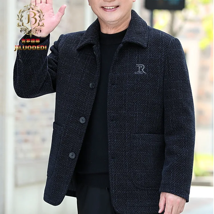 吉罗德蒂春秋季外套2025新款中老年人男士毛呢夹克爷爷装上衣50岁
