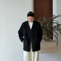 【冬日摩洛哥】HANI冬季新款 法式V领羊羔毛100羊毛大衣外套Y191