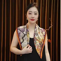 【暮秋辞】70*70浣溪沙女士丝巾围巾百搭双面定位花国风气质夏季