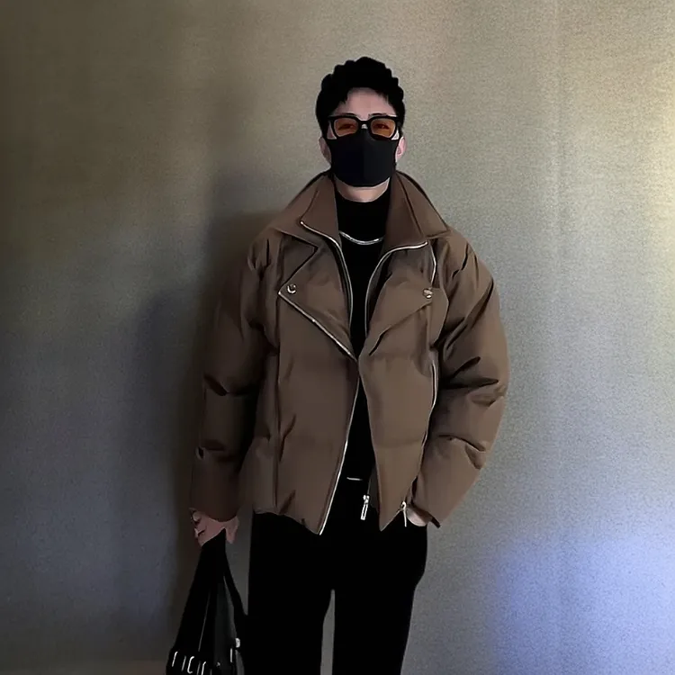 2024新款韩版冬季加厚棉衣外套男潮牌高级机车领假两件保暖棉服潮