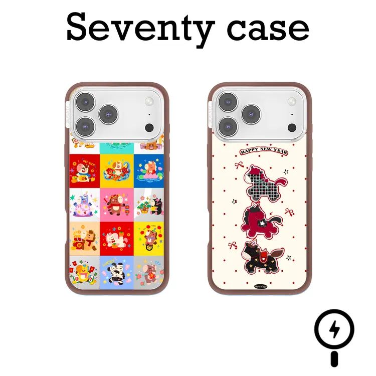 （包相机键）贝贝壳棕边卡通马手机壳适用苹果iphone16/17promax