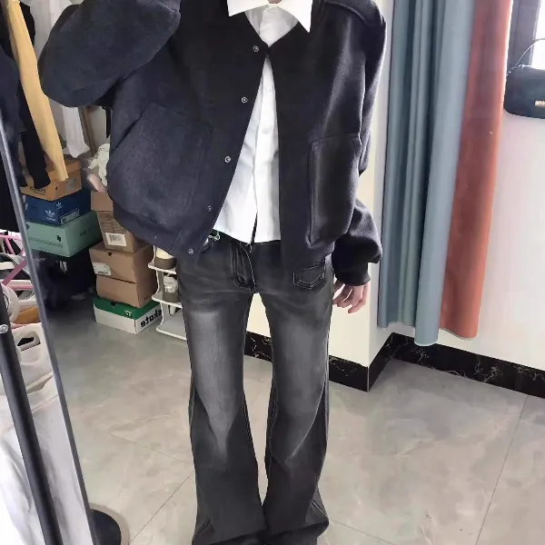 灰色外套女双面呢新款秋季休闲设计感百搭高级感短款夹克棒球服潮