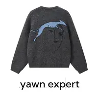 yawnexpert【牛牛自留】灵缇费尔岛图案廓型针织提花开衫毛衣外套