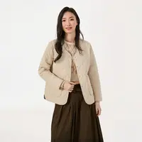 燕苹新秋款时尚静奢风V领轻盈保暖透气三防科技菱格羊毛外套2569