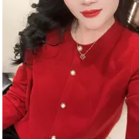 【诗菡服饰】2025春季新款红色百搭针织衫时尚显瘦纯色开衫 6901