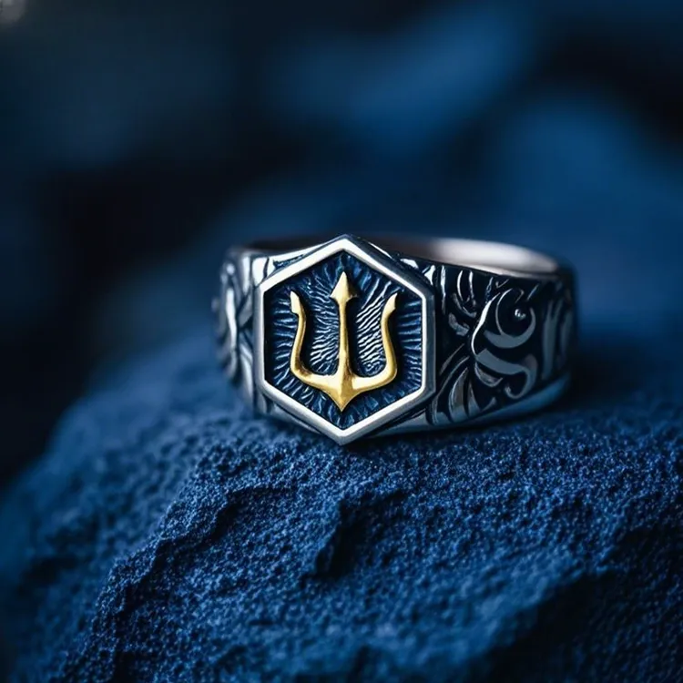 MOKI 925银戒指 银戒指男女小众设计感复古痞帅三叉戟霸气IN