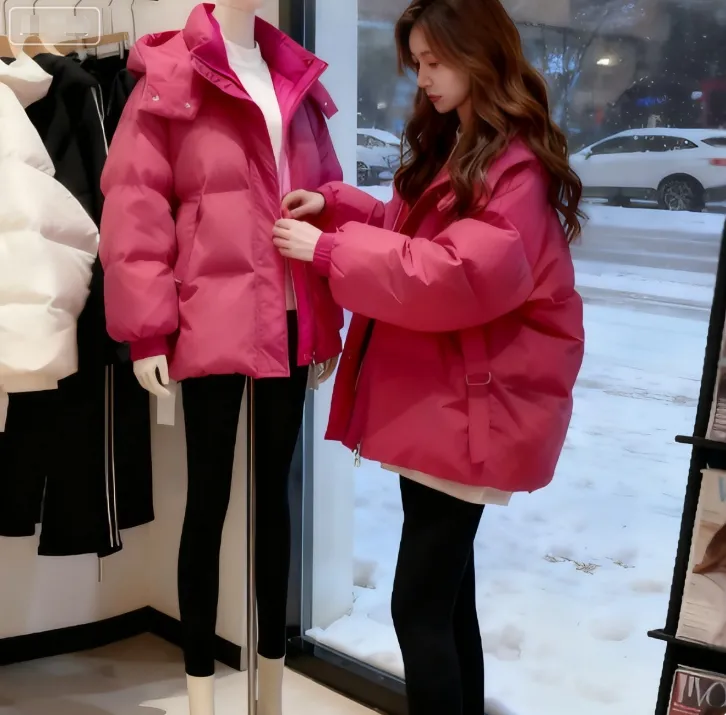 2025秋冬季新款韩版气质显白亮色保暖宽松棉服外套女加厚棉衣袄