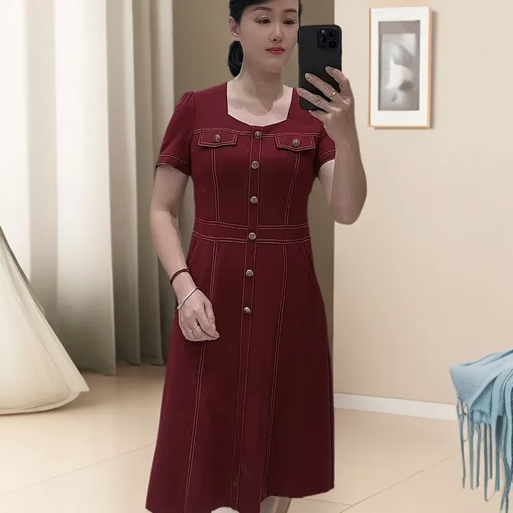 0590大码女装胖mm洋气减龄连衣裙2025年夏季新款高级感