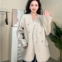 小香风双面呢大衣女中长款V领毛呢外套秋冬2025春秋气质女款8058