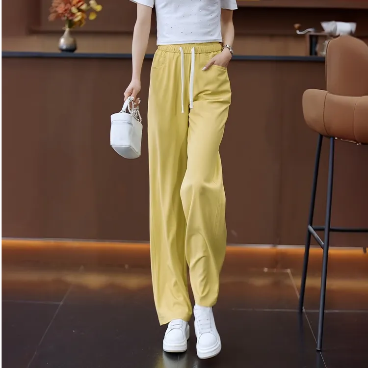 运动阔腿裤女夏季薄款卫裤2025新款窄版直筒裤高腰宽松休闲香蕉裤