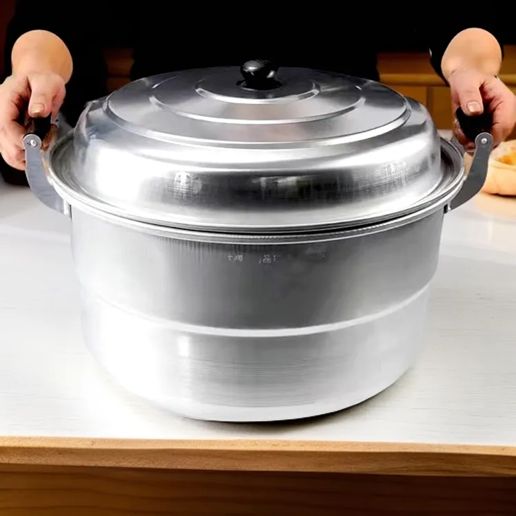 铝锅家用加厚老式纯铝带蒸片汤锅炖锅柴火灶烧水锅蒸锅大容量