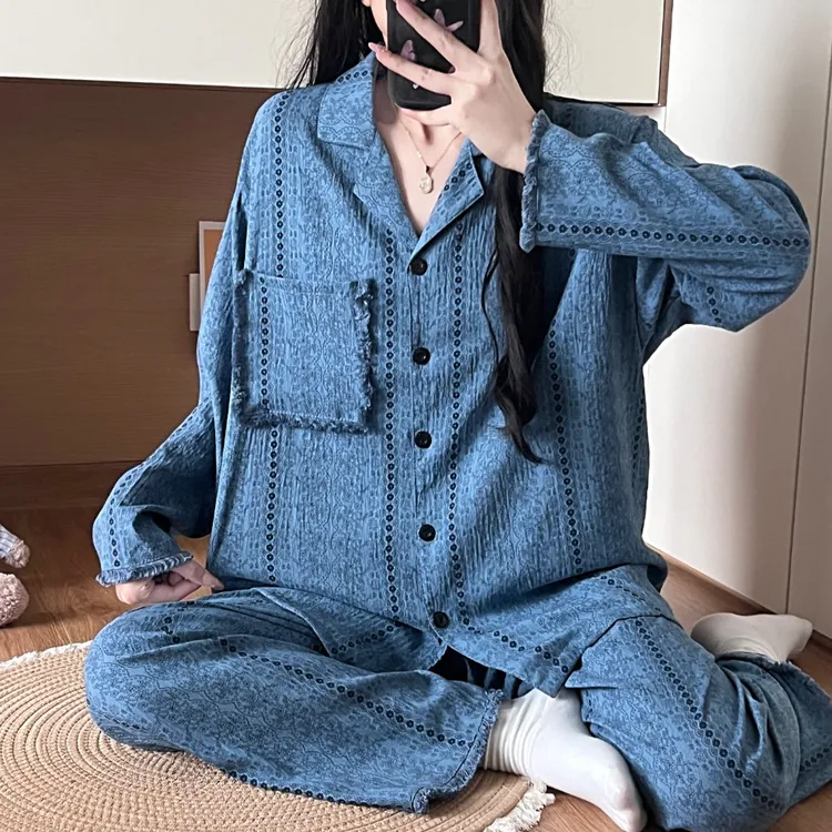 【长袖套装】大码250斤睡衣女长袖长裤套装居家可外穿家居服春秋季