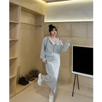 【极简主义-上衣】抽绳连帽宽边下开叉卫衣休闲宽松长袖上衣