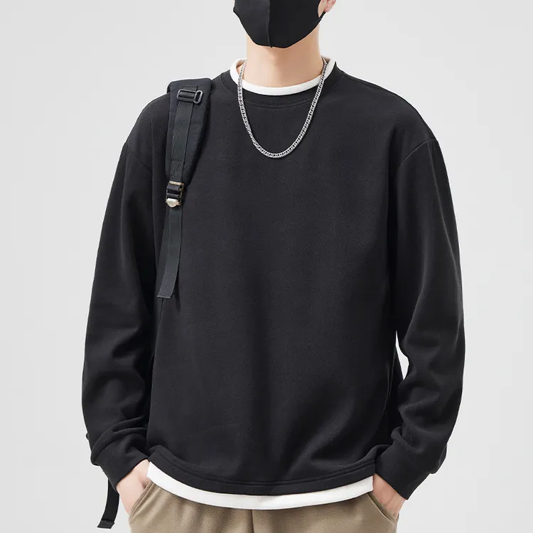 RSRDDY假两件双面德绒长袖t恤男秋冬季2025款加厚保暖内搭卫衣