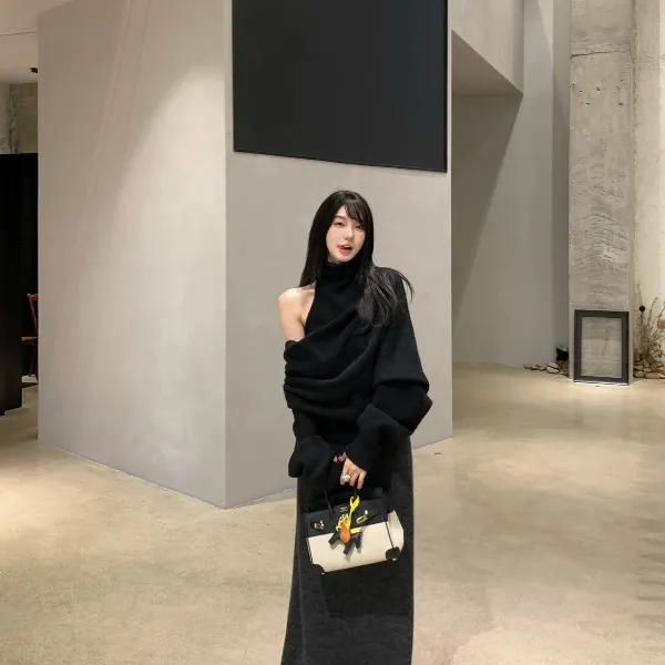 极简风薄款毛针织衫针织气质显瘦网红时尚休闲宽松秋冬百搭韩版