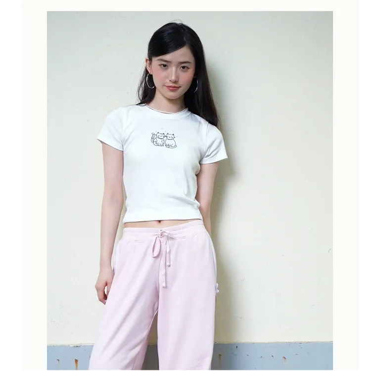 Hollister25夏季新款美式Y2K辣妹棉质正肩短袖T恤女装357-5004
