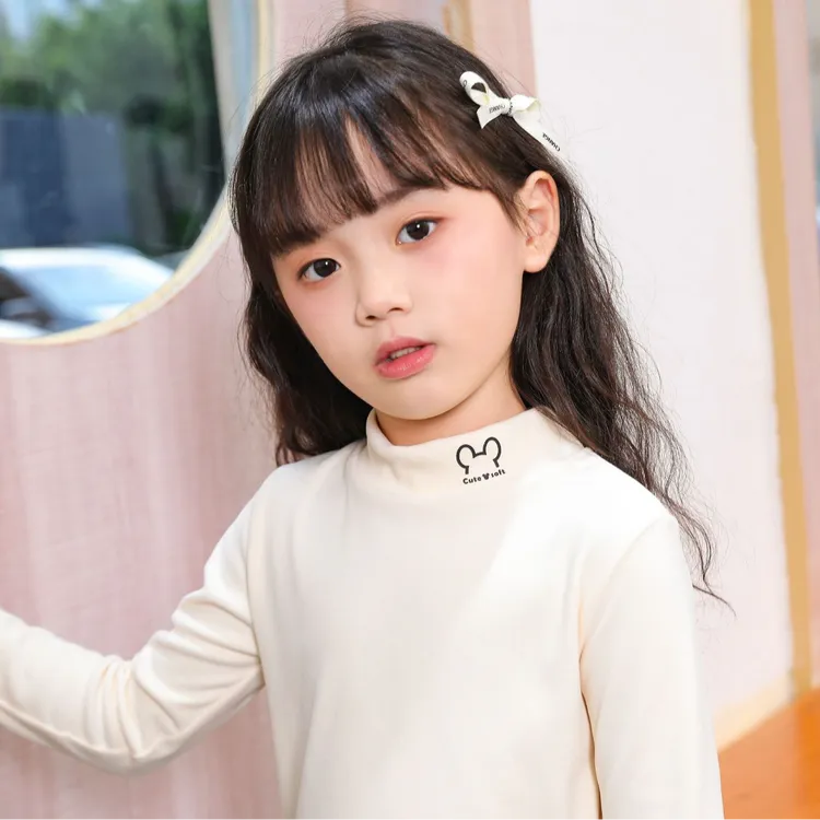 2025秋冬新款女童打底衫儿童德绒中大童洋气女孩半高领T恤上衣