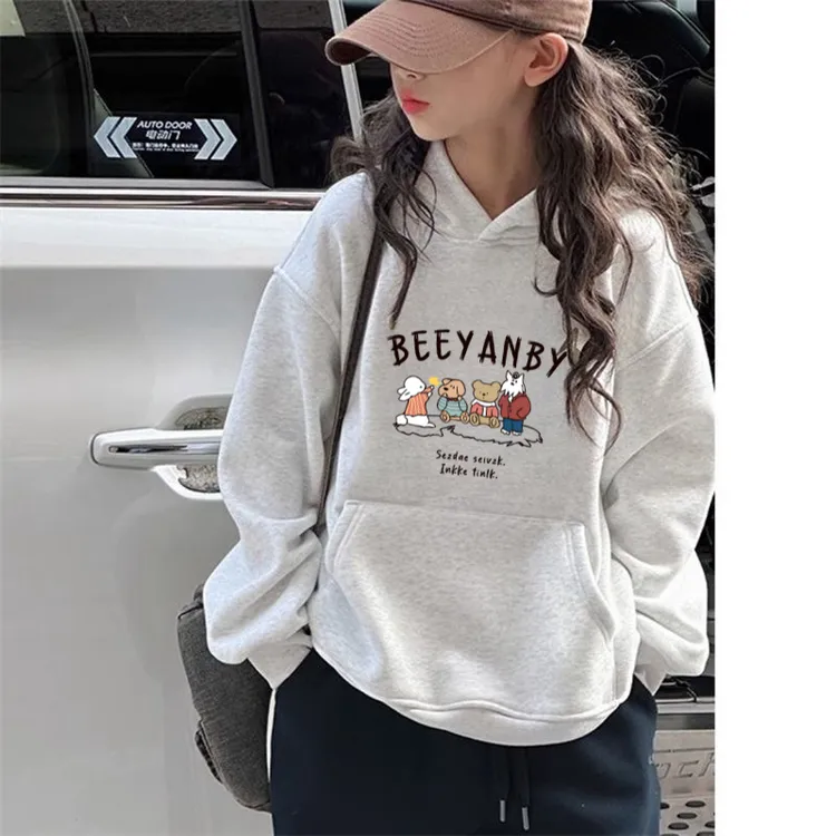 【纯棉】女童连帽卫衣2025新款中大童卫衣上衣宽松秋冬款百搭连帽