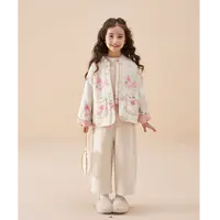 【现】【繁花】泡芙定制 双面双穿新款苎麻女童夹棉长袖外套DY1250818