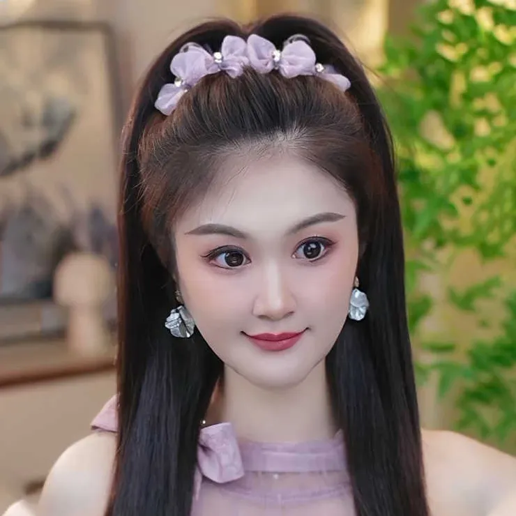 气质高级感满天星网纱闪钻粉色蝴蝶结抓夹2025新款高端头发发夹女