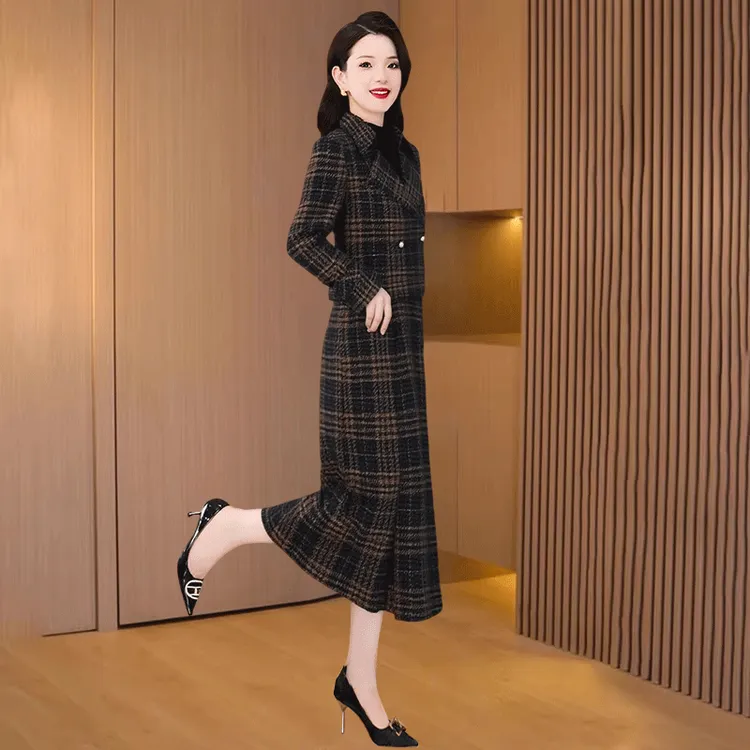 高端小香风爆款连衣裙女春秋装2025时尚穿搭两件套装广州十三行冬