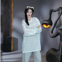 25N秋新款轻奢高级感美式街头潮流原创双色条纹长袖T恤 154092
