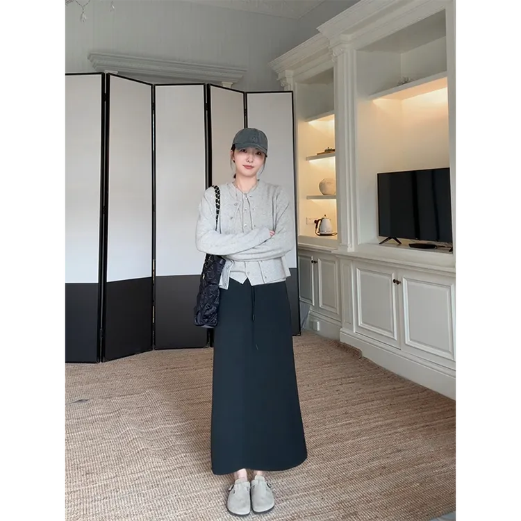 郭九九呢 兔毛羊毛简约马甲背心毛衣开衫显瘦半身裙 G925Z14404