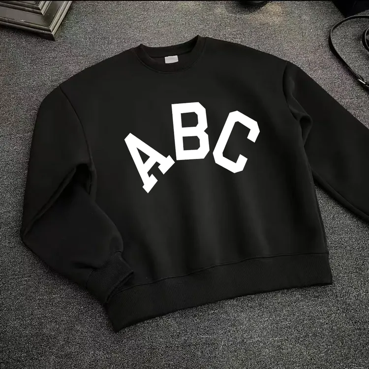 重磅圆领卫衣男款秋冬季加绒加厚美式字母宽松cleanfit外套潮上衣