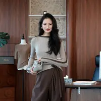 LINN【优雅弧度】秋款上新长袖拼接针织衫Q25MS509