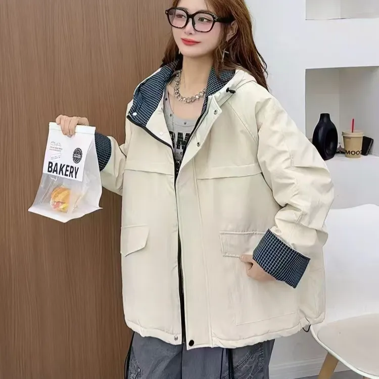 【彤彤家】9887#袖格连帽夹棉棉服外套L/047