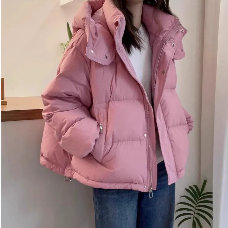 棉服女短款2025新款韩版宽松大码棉衣时尚连帽百搭薄款爆款棉袄潮