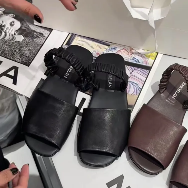 诗歌兰女鞋2025夏复古露趾休闲沙滩凉鞋10966-5