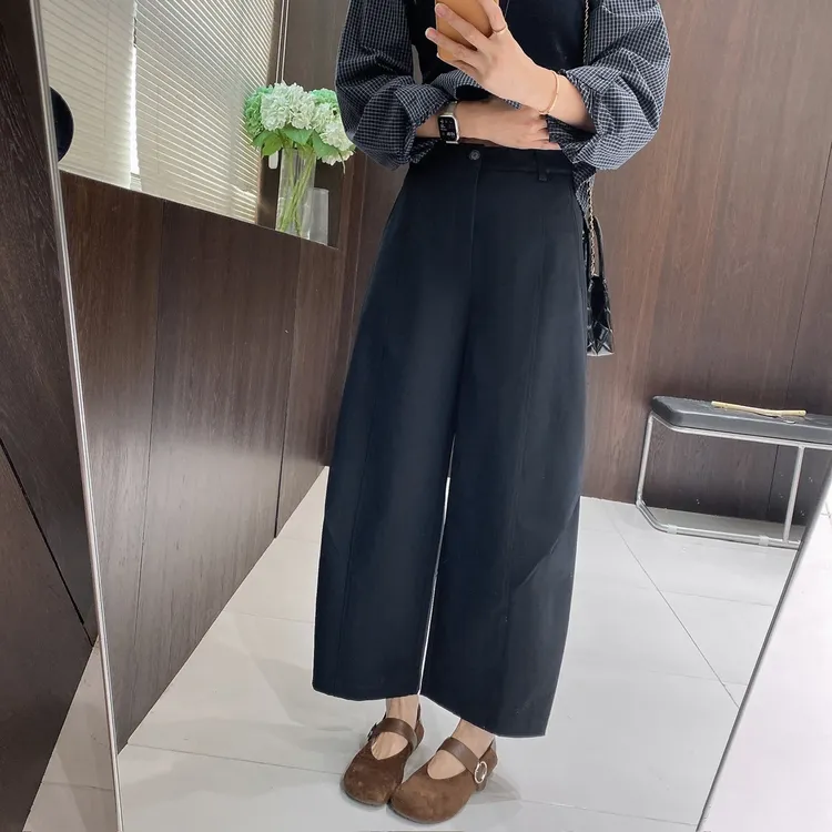 2025年秋款自制女装 休闲裤DYK2817初秋纯色休闲风九分裤子