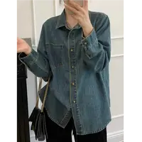 牛仔衬衫女2025新款春夏宽松设计感鲁穿打底衬衣外套