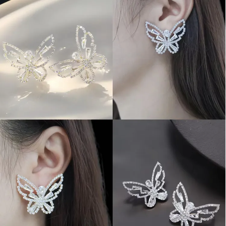 非金属合成锆石耳饰 【破茧成蝶】金银双色耳畔银河 锆石气质百搭