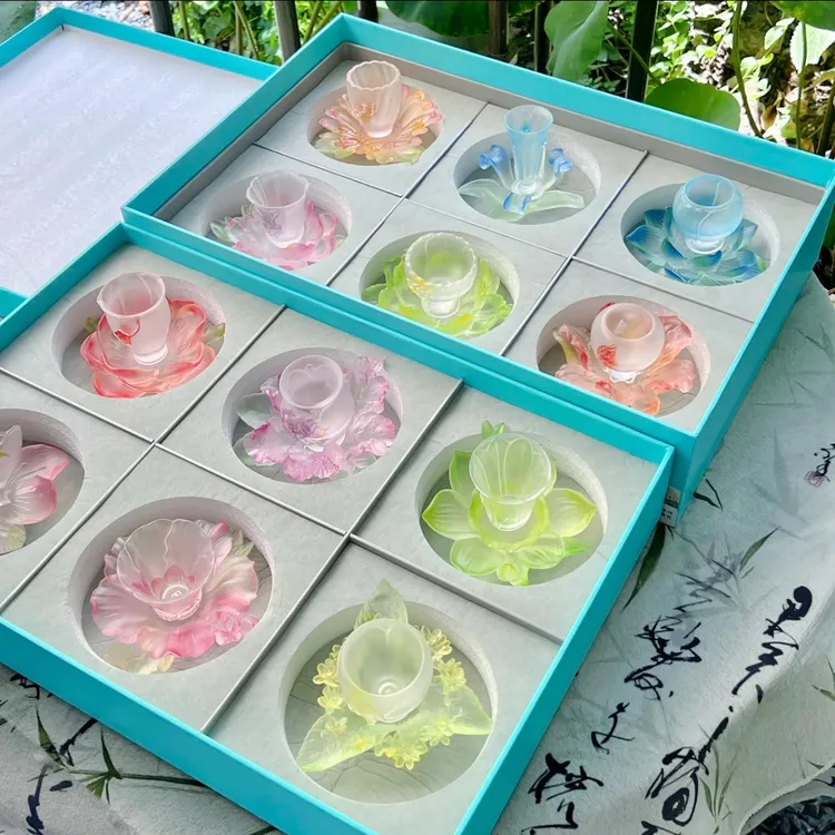 【十二花神杯全套】十二花神杯全套 一杯一垫组合桌面摆件 7167