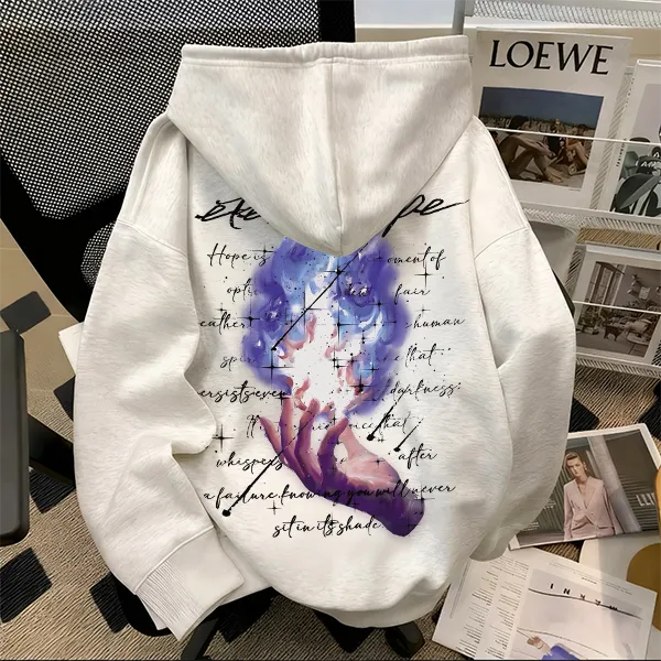 重磅500克纯棉连帽卫衣宽松印花时尚舒适创意艺术感潮流oversize