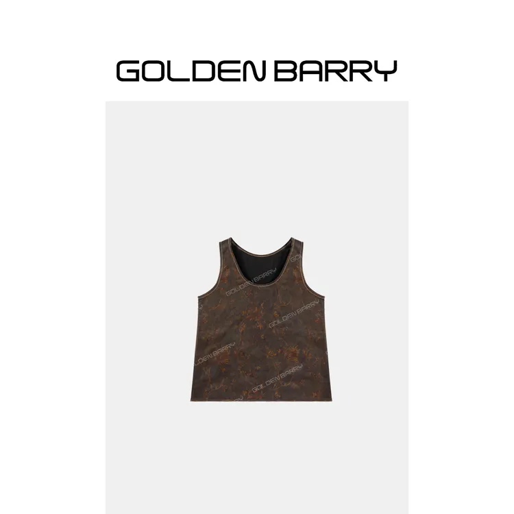 GOLDENBARRY「缠枝紫藤花」夏季设计师款香云纱背心236008