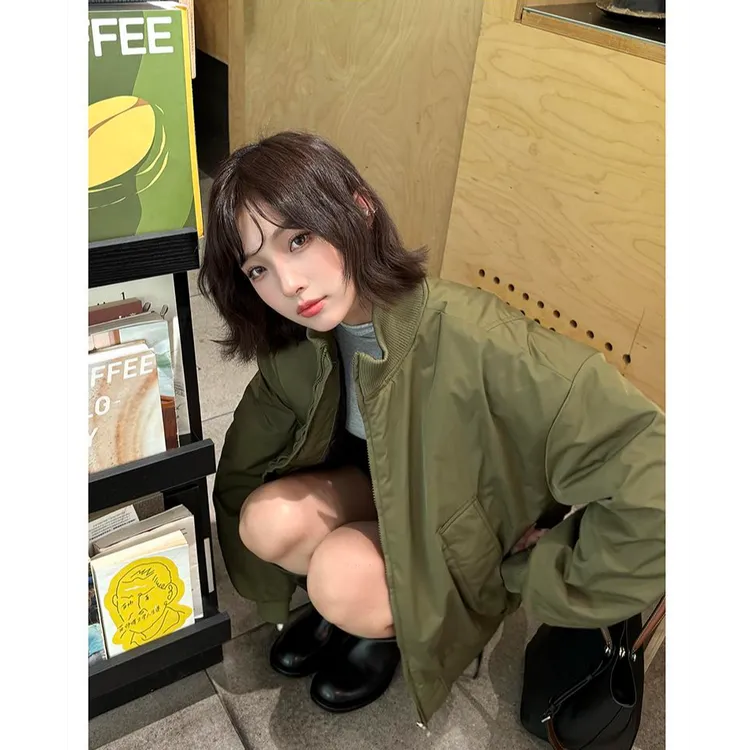 男女同款美式高街复古飞行员夹克秋冬季夹棉棒球服外套棉衣棉服