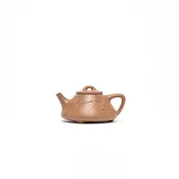 【周年庆】《子冶石瓢-刻竹》精工半手 老黄段 约150cc 手工紫砂茶壶